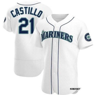 Mens Seattle Mariners 21 Luis Castillo Authentic White Alternate Jerseys