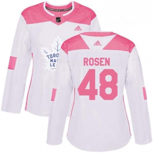 Womens Adidas Toronto Maple Leafs 48 Calle Rosen Authentic WhitePink Fashion NHL Jersey