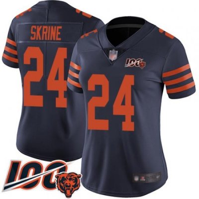 Women Chicago Bears 24 Buster Skrine Limited Navy Blue Rush Vapor Untouchable 100th Season Football Jersey