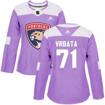 Womens Adidas Florida Panthers 71 Radim Vrbata Authentic Purple Fights Cancer Practice NHL Jersey