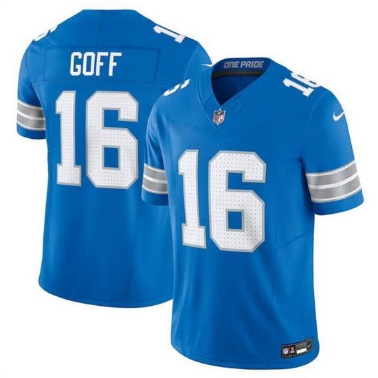 Men Detroit Lions 16 Jared Goff Blue 2024 F U S E  Vapor Limited Stitched Jersey