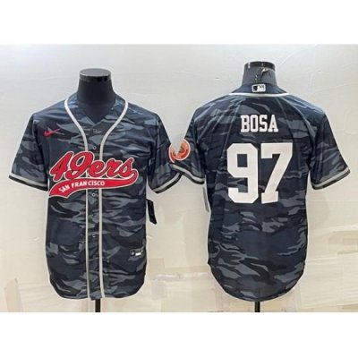 Men San Francisco 49ers 97 Nick Bosa Grey Camo With Patch Cool Base Stitched Baseball Jersey