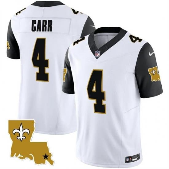 Men New Orleans Saints 4 Derek Carr White Black 2023 F U S E  1987 Legacy Vapor Stitched Jersey