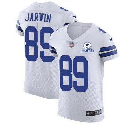 Nike Cowboys 89 Blake Jarwin White Men Stitched With Established In 1960 Patch NFL New Elite Jersey