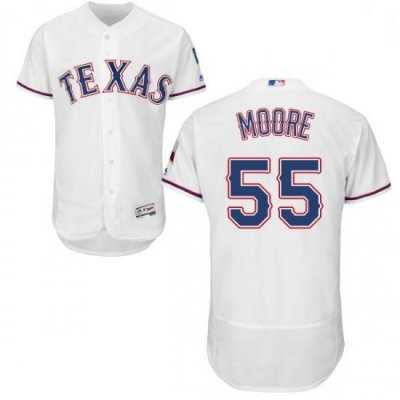 Mens Majestic Texas Rangers 55 Matt Moore White Home Flex Base Authentic Collection MLB Jersey