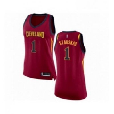 Womens Cleveland Cavaliers 1 Nik Stauskas Authentic Maroon Basketball Jersey Icon Edition