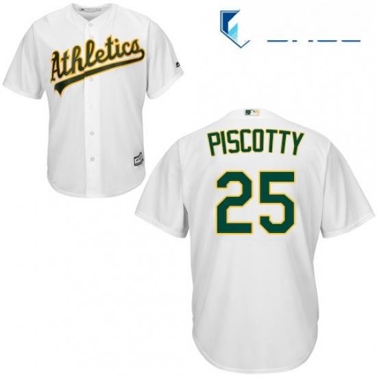 Youth Majestic Oakland Athletics 25 Stephen Piscotty Authentic White Home Cool Base MLB Jersey