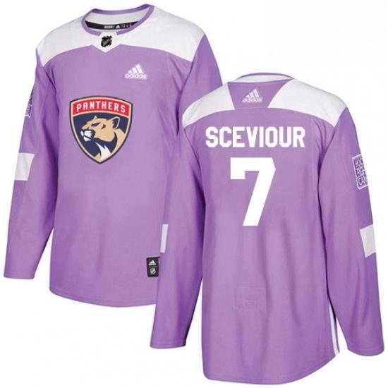 Mens Adidas Florida Panthers 7 Colton Sceviour Authentic Purple Fights Cancer Practice NHL Jersey