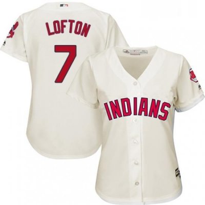 Womens Majestic Cleveland Indians 7 Kenny Lofton Replica Cream Alternate 2 Cool Base MLB Jersey