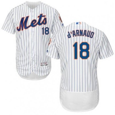 Mens Majestic New York Mets 18 Travis dArnaud White Flexbase Authentic Collection MLB Jersey