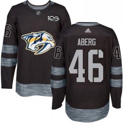 Mens Adidas Nashville Predators 46 Pontus Aberg Authentic Black 1917 2017 100th Anniversary NHL Jersey