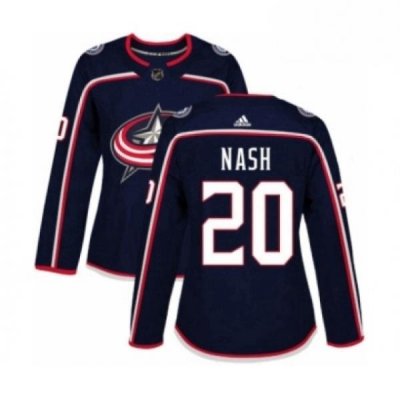 Womens Adidas Columbus Blue Jackets 20 Riley Nash Premier Navy Blue Home NHL Jersey