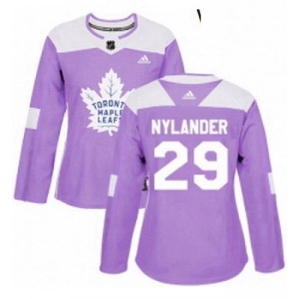 Womens Adidas Toronto Maple Leafs 29 William Nylander Authentic Purple Fights Cancer Practice NHL Jersey