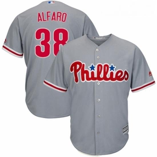 Youth Majestic Philadelphia Phillies 38 Jorge Alfaro Authentic Grey Road Cool Base MLB Jersey