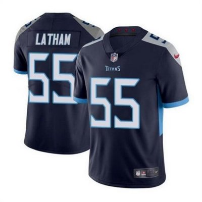 Men Tennessee Titans 55 JC Latham Navy 2024 Draft Vapor Limited Stitched Football Jersey