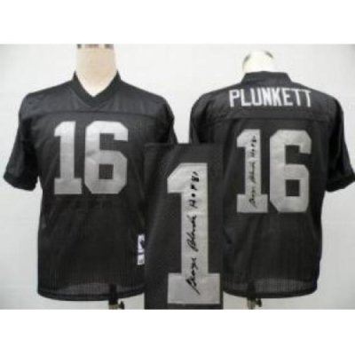 Oakland Raiders 16 Jim Plunkett Black Throwback M&N Signed NFL Jerseys