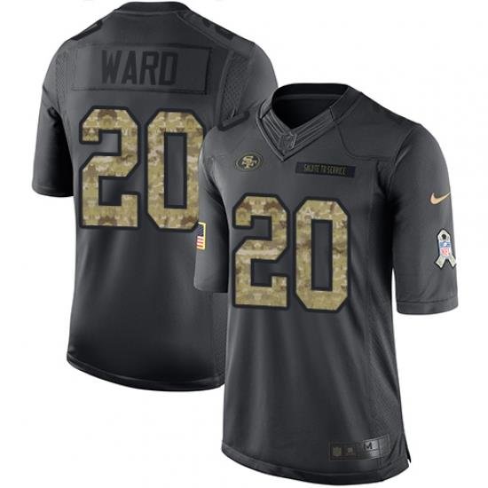 Nike 49ers #20 Jimmie Ward Black Mens Stitched NFL Limited 2016 Salute to Service Jersey