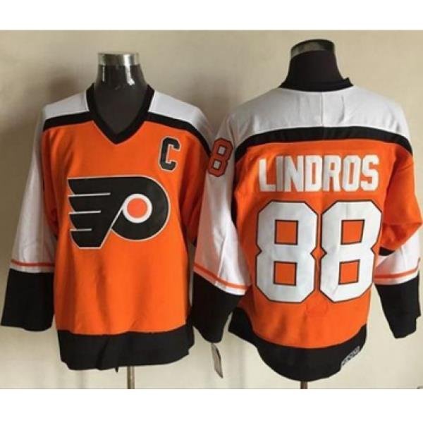 Flyers #88 Eric Lindros Orange CCM Throwback Stitched NHL Jersey