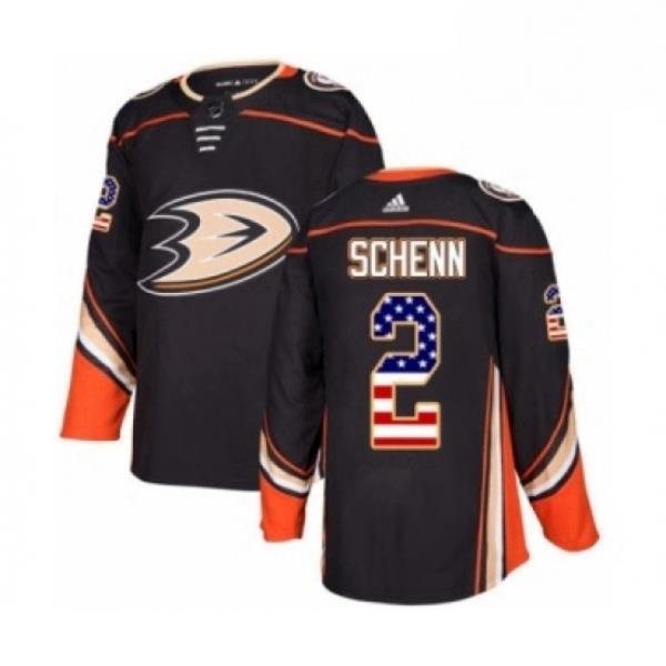 Mens Adidas Anaheim Ducks 2 Luke Schenn Authentic Black USA Flag Fashion NHL Jersey