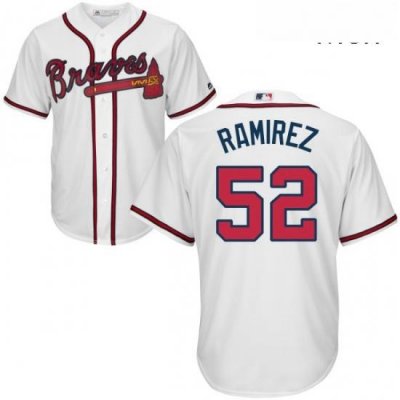 Mens Majestic Atlanta Braves 52 Jose Ramirez Replica White Home Cool Base MLB Jersey