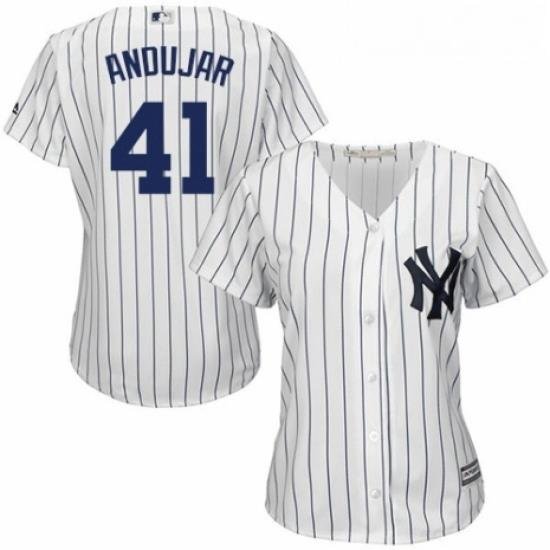 Womens Majestic New York Yankees 41 Miguel Andujar Authentic White Home MLB Jersey