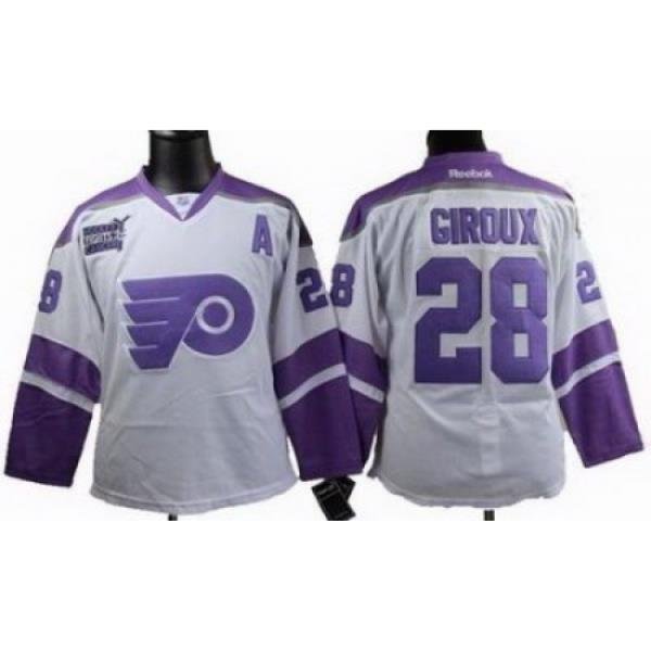 Women Philadelphia Flyers #28 CLAUDE GIROUX Fights Cancer white Jersey