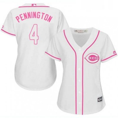 Womens Majestic Cincinnati Reds 4 Cliff Pennington Replica White Fashion Cool Base MLB Jersey