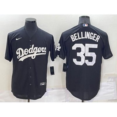 Men Los Angeles Dodgers 35 Cody Bellinger Black Cool Base Stitched Jerseyys