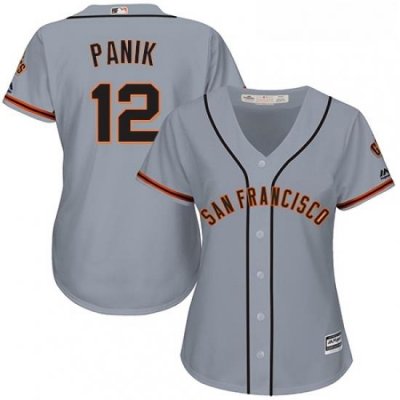 Womens Majestic San Francisco Giants 12 Joe Panik Replica Grey Road Cool Base MLB Jersey