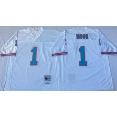 Men Oilers 1 Moon White M&N Throwback Jersey