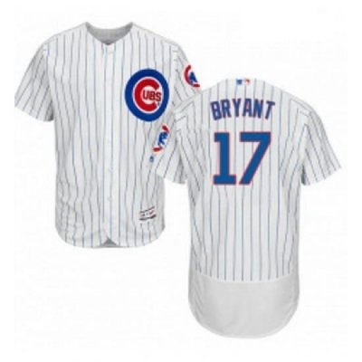 Mens Majestic Chicago Cubs 17 Kris Bryant White Home Flex Base Authentic Collection MLB Jersey