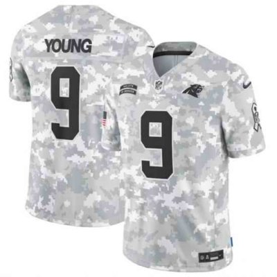 Youth Carolina Panthers 9 Bryce Young 2024 F U S E Arctic Camo Salute To Service Limited Stitched Football Jersey