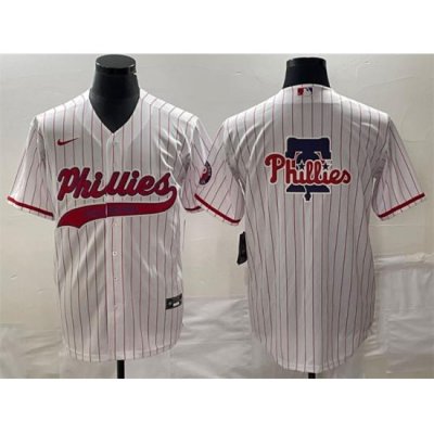 Men Philadelphia Phillies White Team Big Logo Cool Base Stitched Baseball Jersey