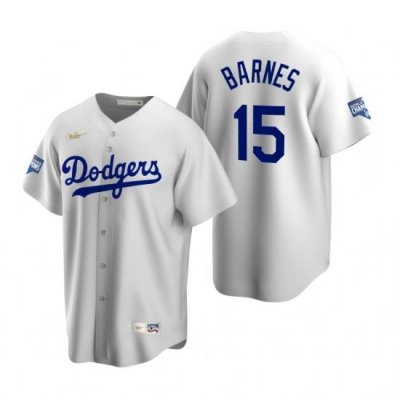 Men Brooklyn Los Angeles Dodgers 15 Austin Barnes White 2020 World Series Champions CooperstoWn Collection Jersey