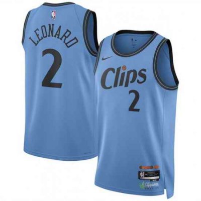 Men Los Angeles Clippers 2 Kawhi Leonard Light Blue 2024 25 CityEdition Stitched Jersey