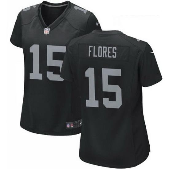 Women Las Vegas Raiders 15 Tom Flores Black Limited Jersey