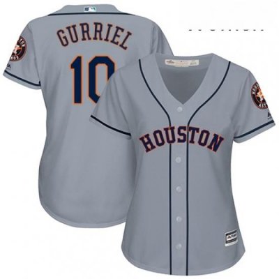 Womens Majestic Houston Astros 10 Yuli Gurriel Authentic Grey Road Cool Base MLB Jersey