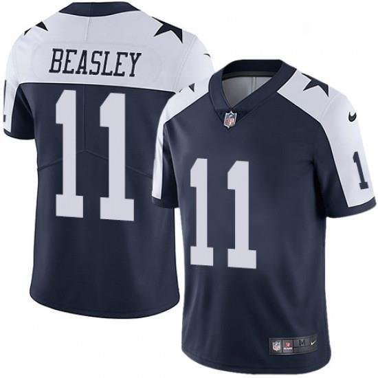 Mens Nike Dallas Cowboys 11 Cole Beasley Navy Blue Throwback Alternate Vapor Untouchable Limited Player NFL Jersey