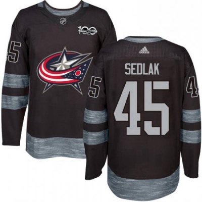 Mens Adidas Columbus Blue Jackets 45 Lukas Sedlak Premier Black 1917 2017 100th Anniversary NHL Jersey