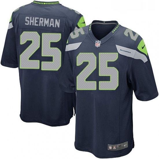 Mens Nike Seattle Seahawks 25 Richard Sherman Game Steel Blue Team Color NFL Jersey