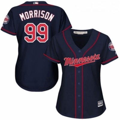 Womens Majestic Minnesota Twins 99 Logan Morrison Authentic Navy Blue Alternate Road Cool Base MLB Jersey