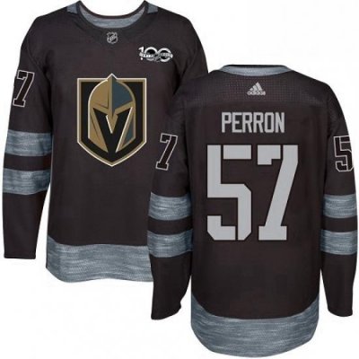 Mens Adidas Vegas Golden Knights 57 David Perron Authentic Black 1917 2017 100th Anniversary NHL Jersey