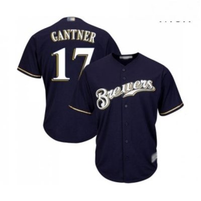 Mens Milwaukee Brewers 17 Jim Gantner Replica Navy Blue Alternate Cool Base Baseball Jersey