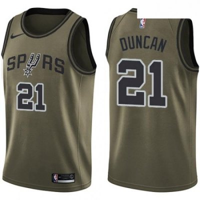 Mens Nike San Antonio Spurs 21 Tim Duncan Swingman Green Salute to Service NBA Jersey