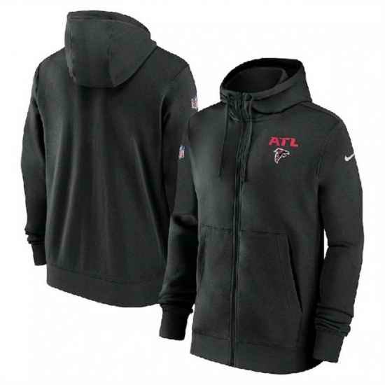 Men Atlanta Falcons BlackSideline Club Performance Full Zip Hoodie