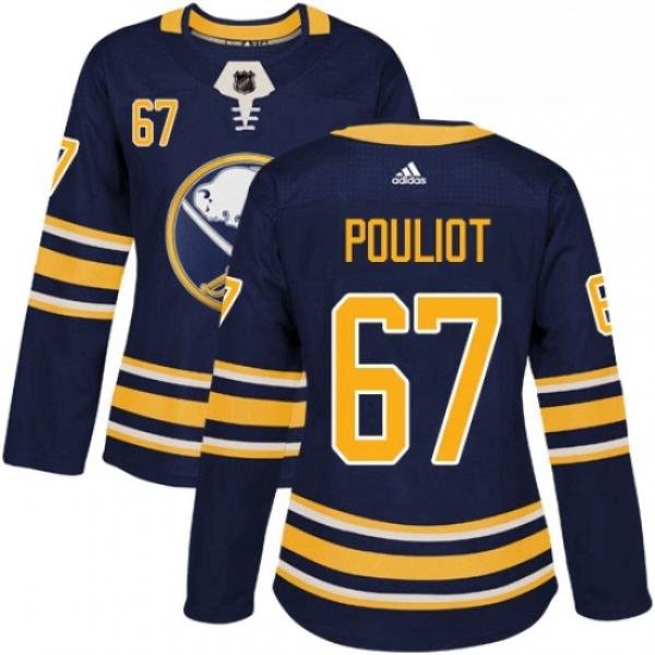 Womens Adidas Buffalo Sabres 67 Benoit Pouliot Authentic Navy Blue Home NHL Jersey