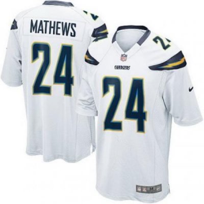 Youth Nike San Diego Chargers 24# Ryan Mathews Game White Jersey