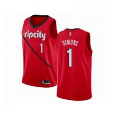 Womens Portland Trail Blazers 1 Anfernee Simons Red Swingman Jersey Earned Edition