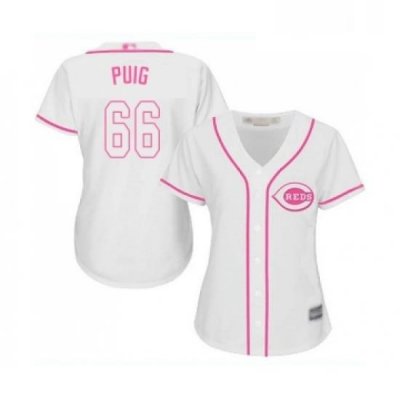 Womens Cincinnati Reds 66 Yasiel Puig Replica White Fashion Cool Base Baseball Jersey