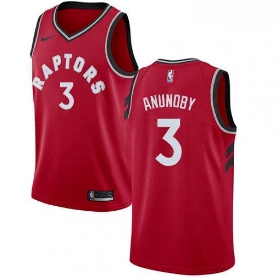 Mens Nike Toronto Raptors 3 OG Anunoby Swingman Red Road NBA Jersey Icon Edition